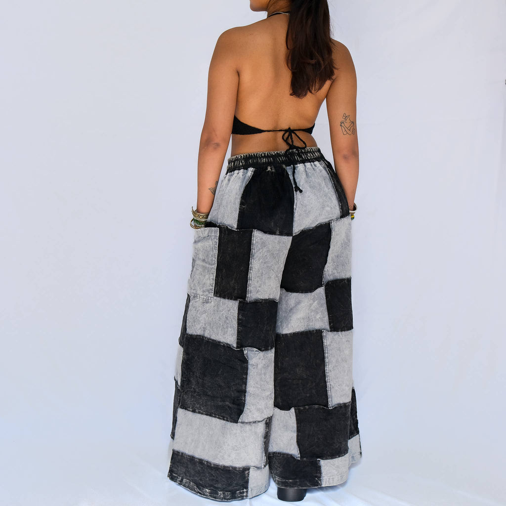 Patchwork Corduroy Wide Leg Pants