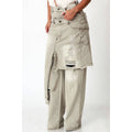 DISTRESSED SKIRTED DENIM PANTS