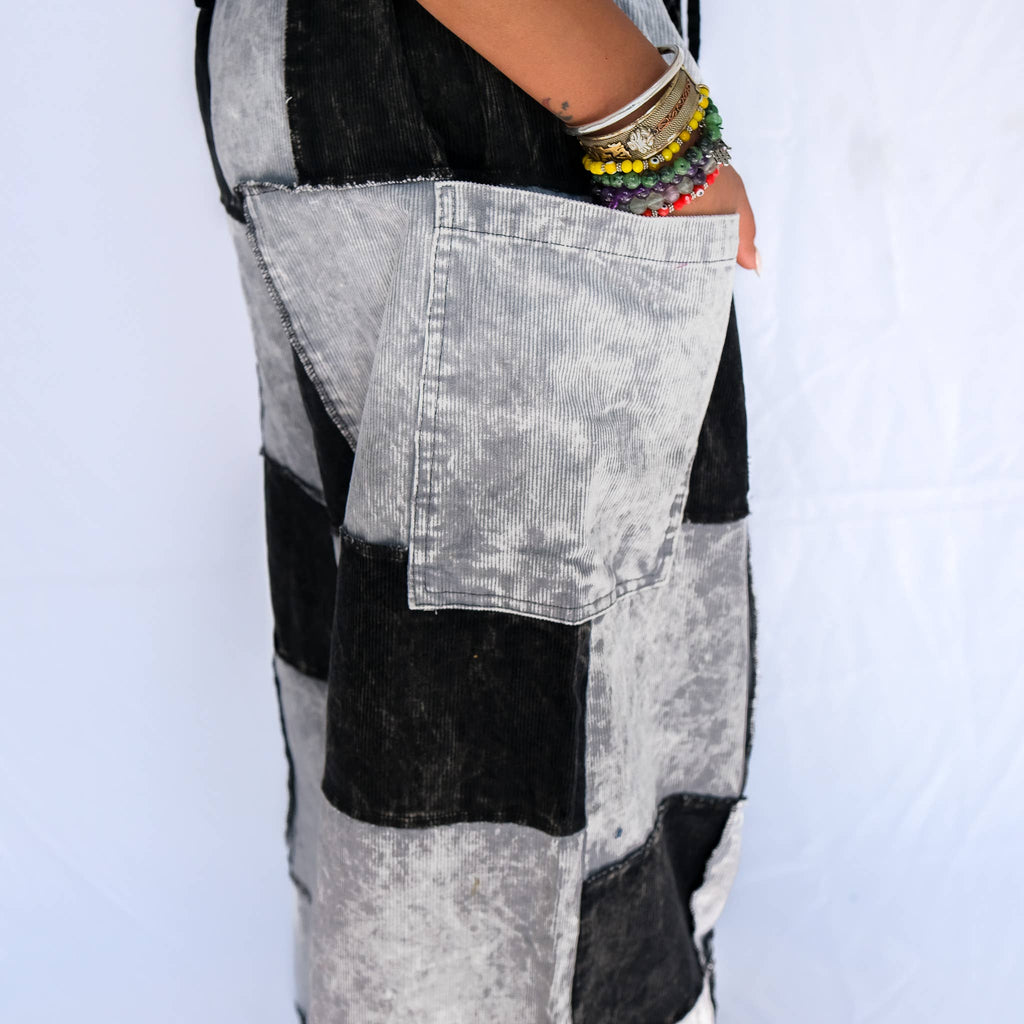Patchwork Corduroy Wide Leg Pants